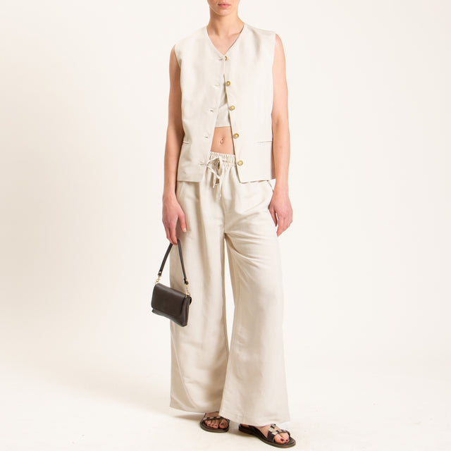 Tensione in-Gilet misto lino - gesso