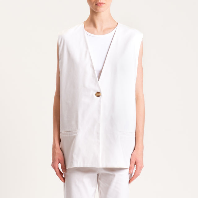 Tensione in-Gilet un bottone oversize cotone elasticizzato - burro