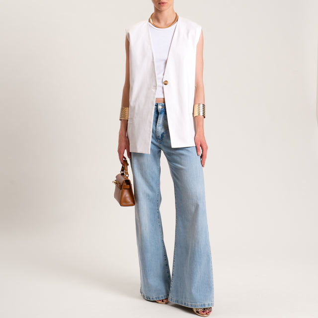 Tensione in-Gilet un bottone oversize cotone elasticizzato - burro