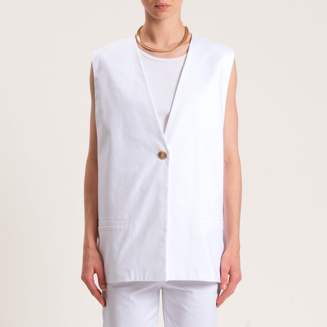 Tensione in-Gilet un bottone oversize cotone elasticizzato - bianco