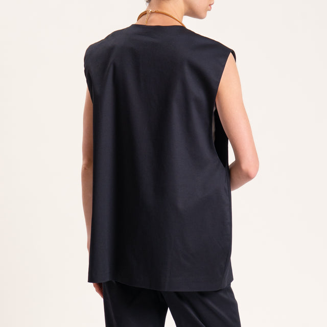 Tensione in-Gilet un bottone oversize cotone elasticizzato - nero