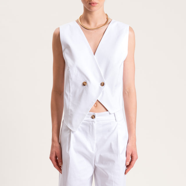 Tensione in-Gilet doppiopetto cotone elasticizzato - bianco
