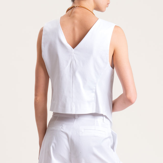 Tensione in-Gilet doppiopetto cotone elasticizzato - bianco