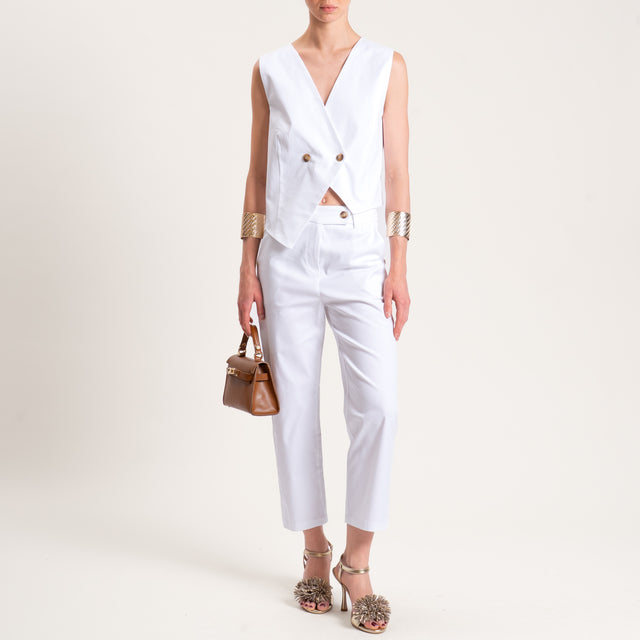 Tensione in-Gilet doppiopetto cotone elasticizzato - bianco