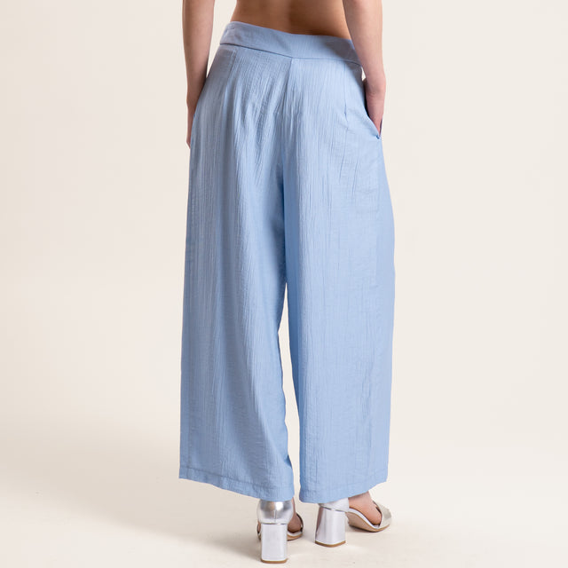 Tensione in-Pantalone viscosa goffrato - celeste