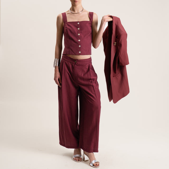 Tensione in-Pantalone viscosa goffrato - vino