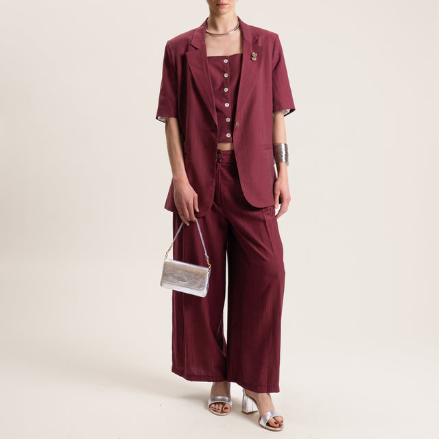 Tensione in-Pantalone viscosa goffrato - vino