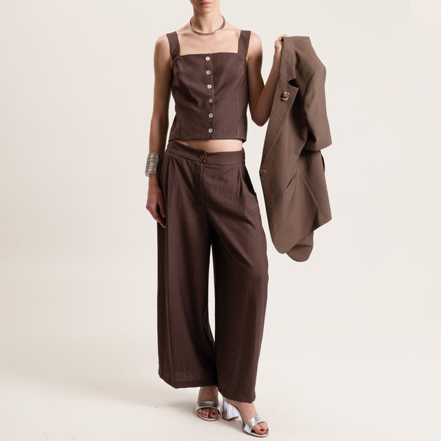 Tensione in-Pantalone viscosa goffrato - moro