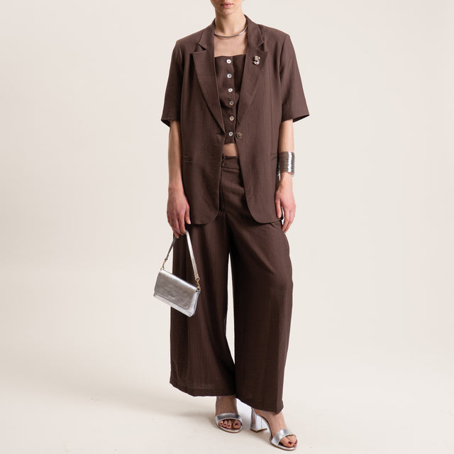 Tensione in-Pantalone viscosa goffrato - moro