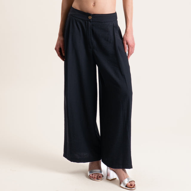 Tensione in-Pantalone viscosa goffrato - nero