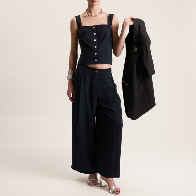 Tensione in-Pantalone viscosa goffrato - nero