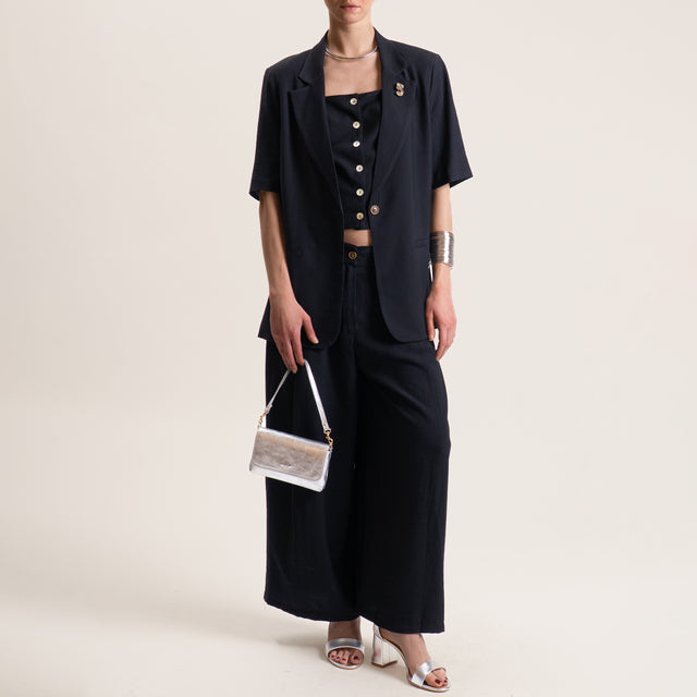 Tensione in-Pantalone viscosa goffrato - nero
