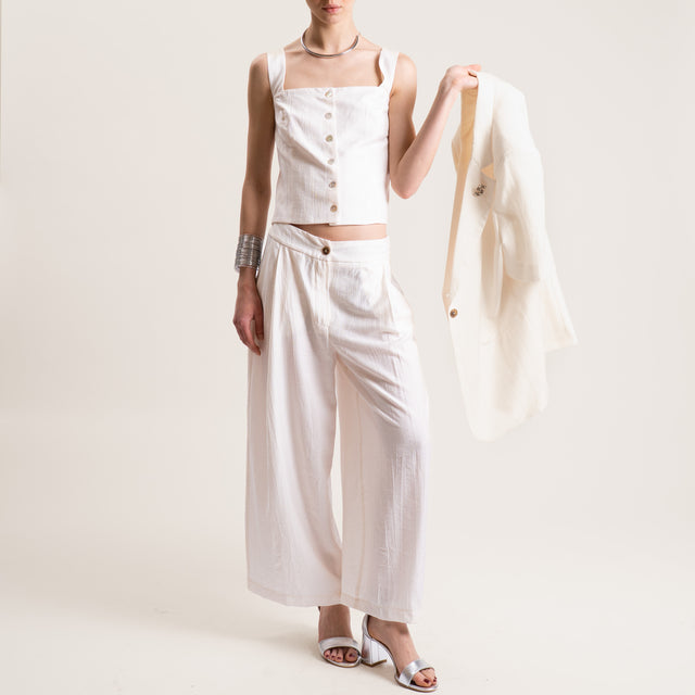 Tensione in-Pantalone viscosa goffrato - panna