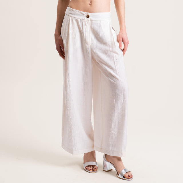 Tensione in-Pantalone viscosa goffrato - panna