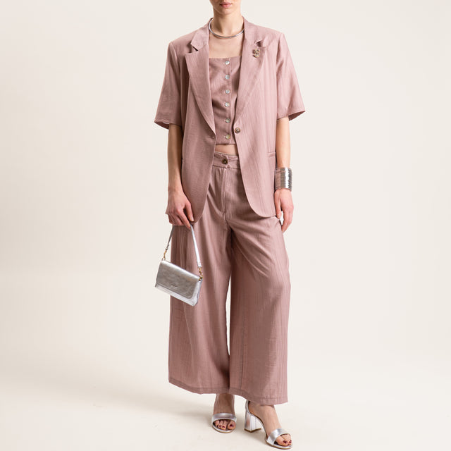 Tensione in-Pantalone viscosa goffrato - rosa