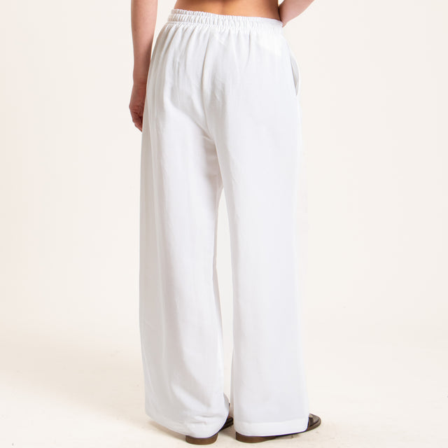 Tensione in-Pantalone misto lino wide leg - bianco