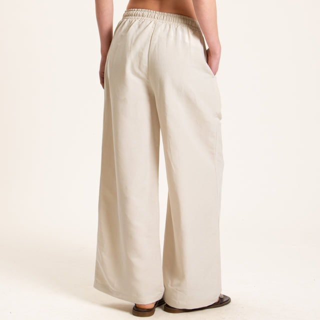 Tensione in-Pantalone misto lino wide leg - gesso