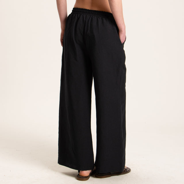 Tensione in-Pantalone misto lino wide leg - nero