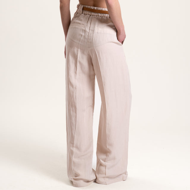 Tensione in-Pantalone misto lino elastico dietro - beige