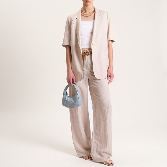Tensione in-Pantalone misto lino elastico dietro - beige