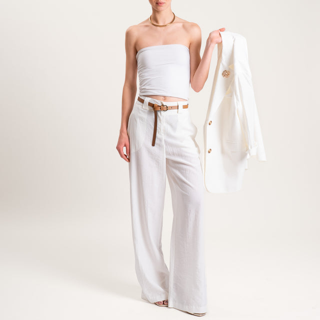 Tensione in-Pantalone viscosa goffrato elastico dietro - panna
