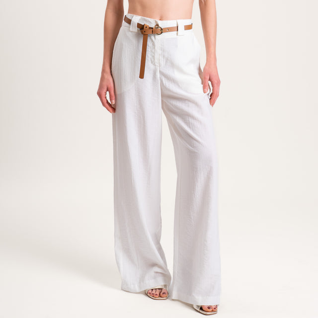 Tensione in-Pantalone viscosa goffrato elastico dietro - panna