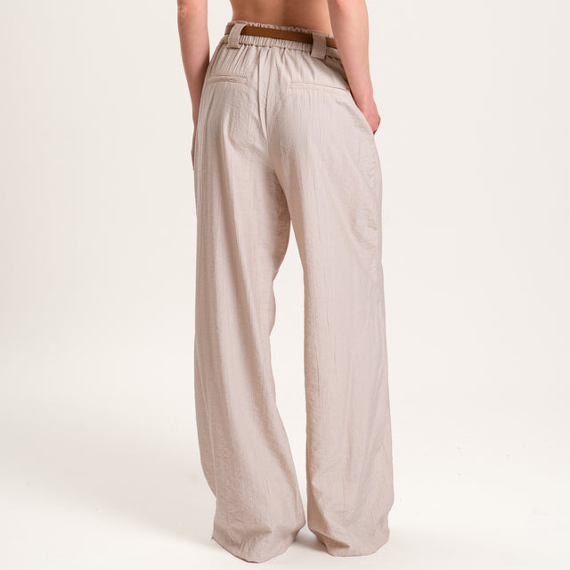 Tensione in-Pantalone viscosa goffrato elastico dietro - sabbia