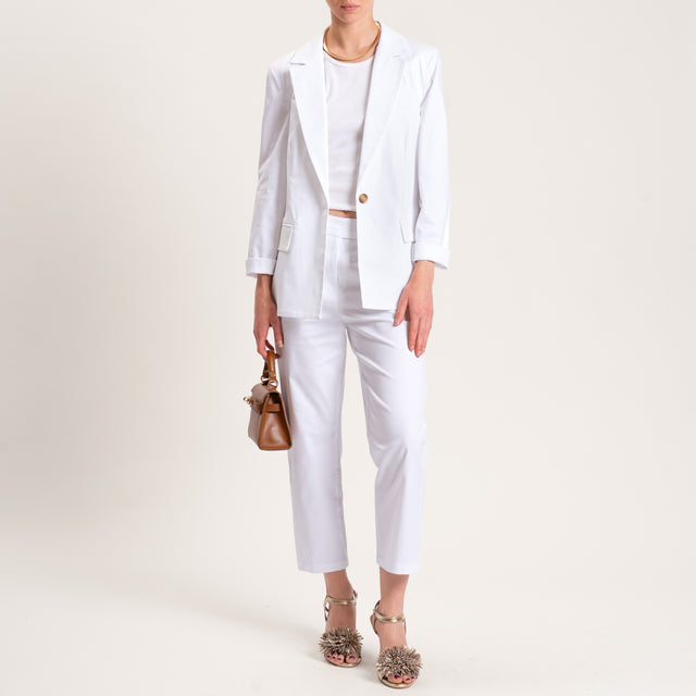 Tensione in-Pantalone cotone elasticizzato - bianco