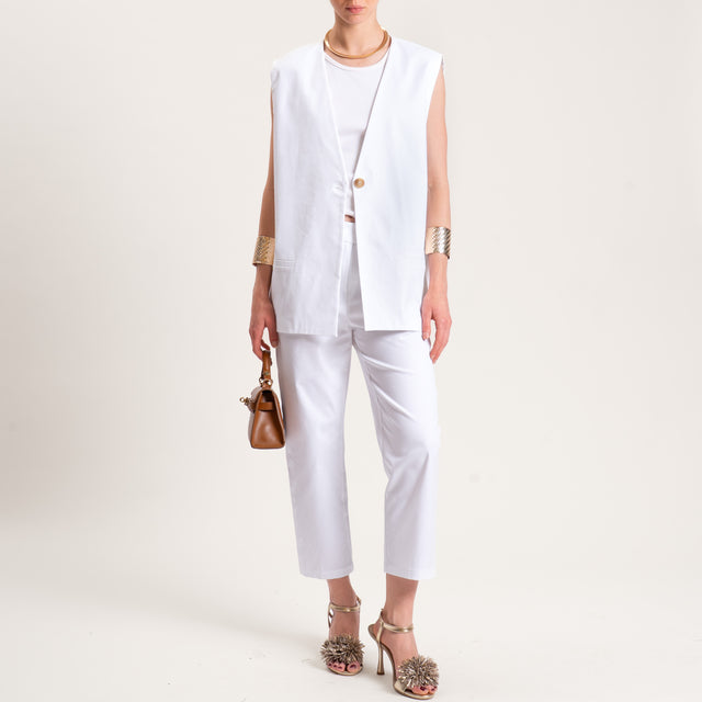 Tensione in-Pantalone cotone elasticizzato - bianco