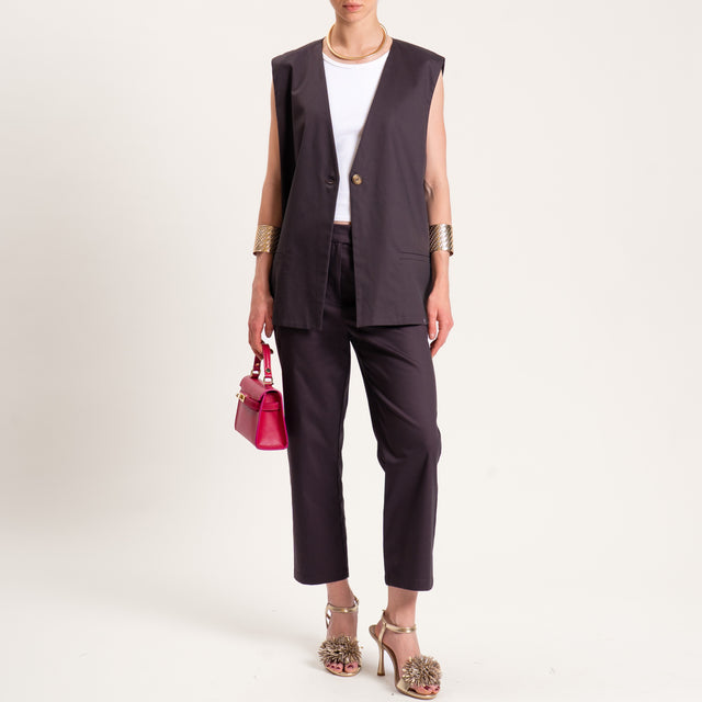Tensione in-Pantalone cotone elasticizzato - moro