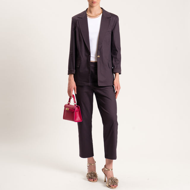 Tensione in-Pantalone cotone elasticizzato - moro