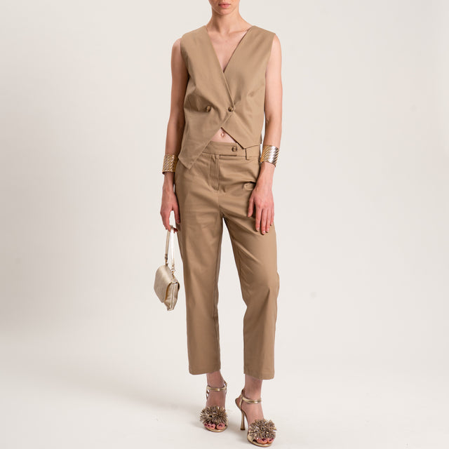 Tensione in-Pantalone cotone elasticizzato - sabbia