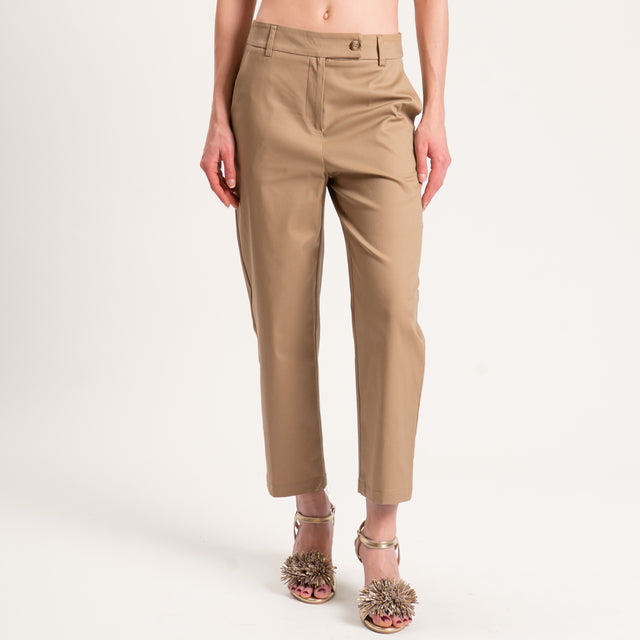 Tensione in-Pantalone cotone elasticizzato - sabbia