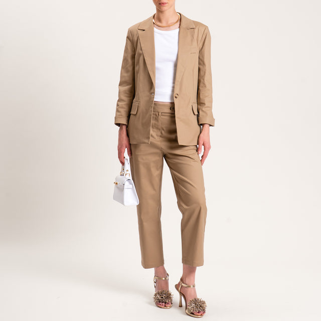 Tensione in-Pantalone cotone elasticizzato - sabbia