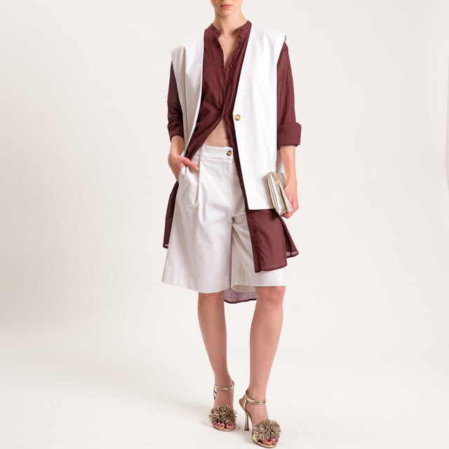 Tensione in-Bermuda con pince cotone elasticizzato - burro