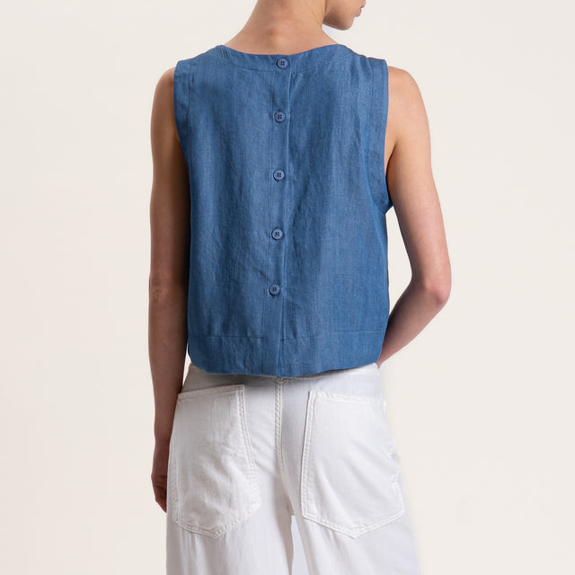 Tensione in-Top chambray lyocell fibra naturale bottoni dietro - denim