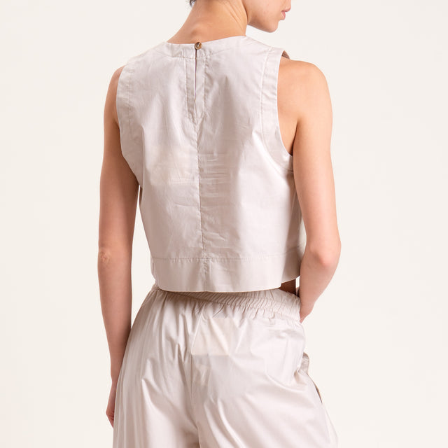 Tensione in-Top bottone dietro cotone superlight - beige