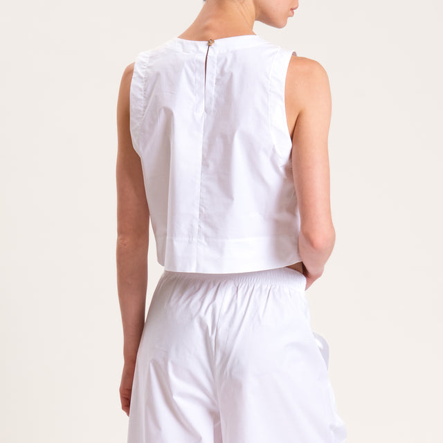 Tensione in-Top bottone dietro cotone superlight - bianco
