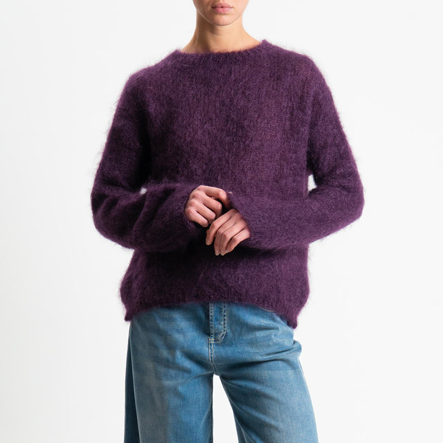 Tensione in-Maglia kid mohair soft girocollo - Bordeaux