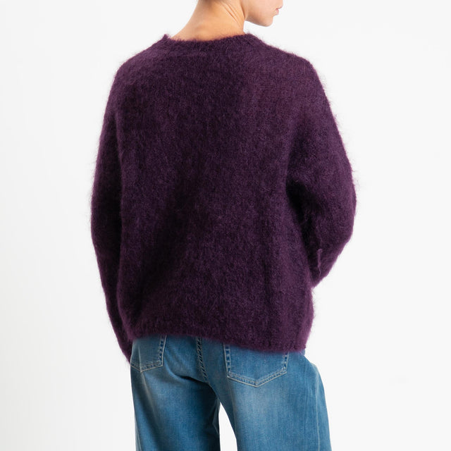 Tensione in-Maglia kid mohair soft girocollo - prugna