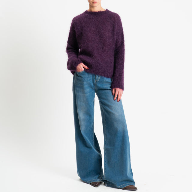 Tensione in-Maglia kid mohair soft girocollo - prugna