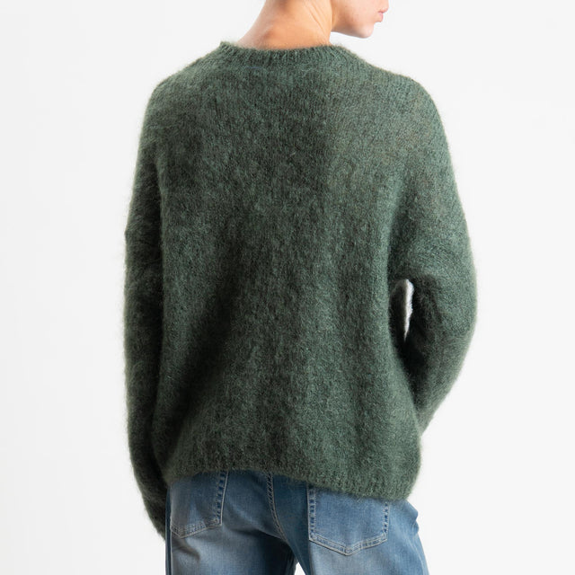 Tensione in-Maglia kid mohair soft girocollo - verde bosco
