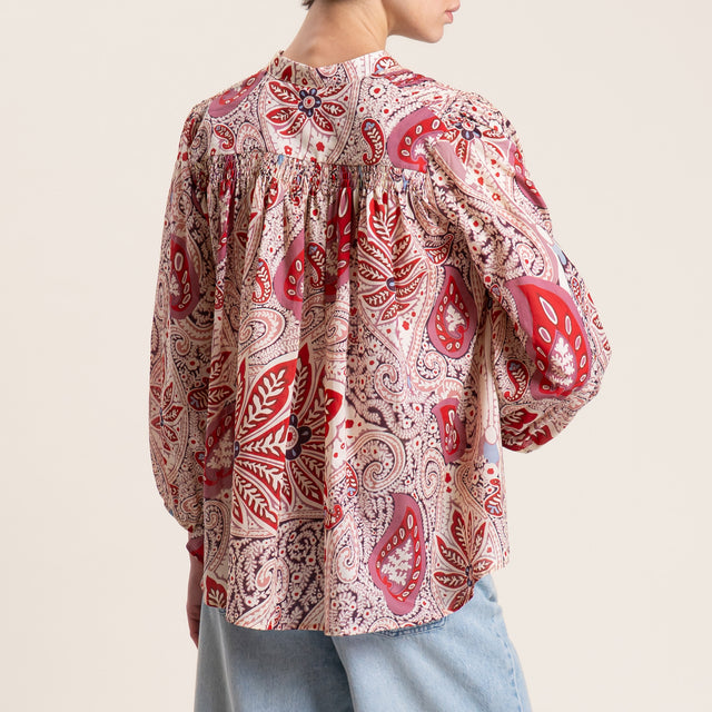 Tensione in-Blusa mussola fantasia - burro/india/amarena