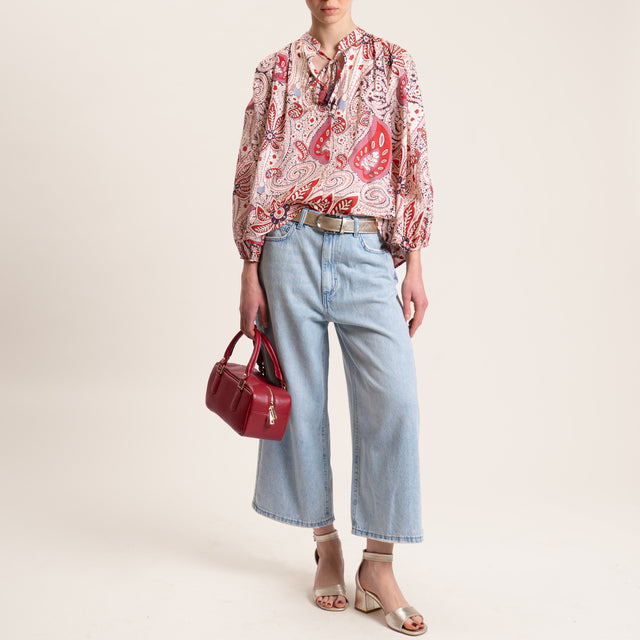 Tensione in-Blusa mussola fantasia - burro/india/amarena