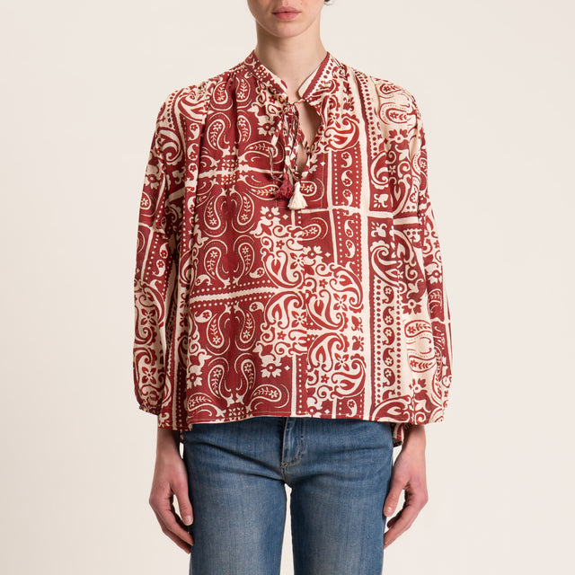 Tensione in-Blusa mussola fantasia - ruggine/burro
