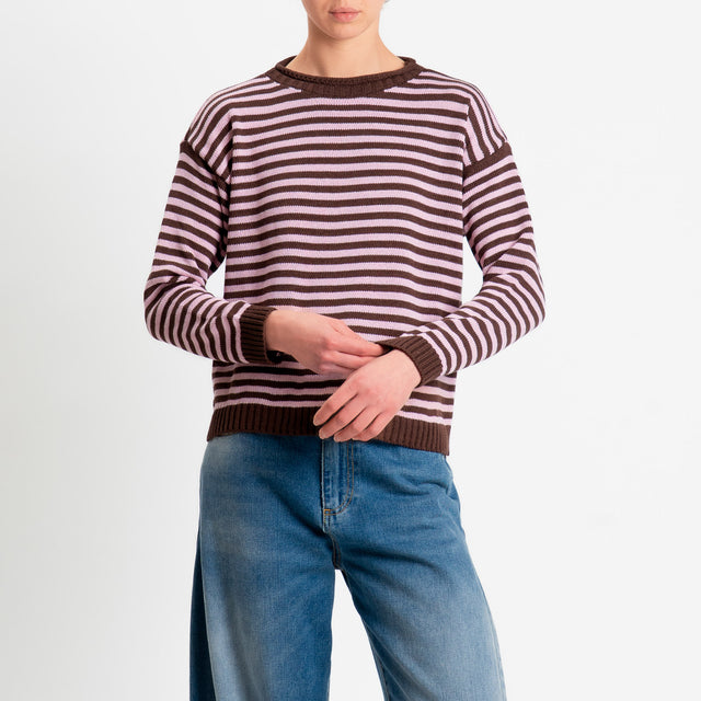 Tensione in-Maglia righe tessuto modal - moro/rosa