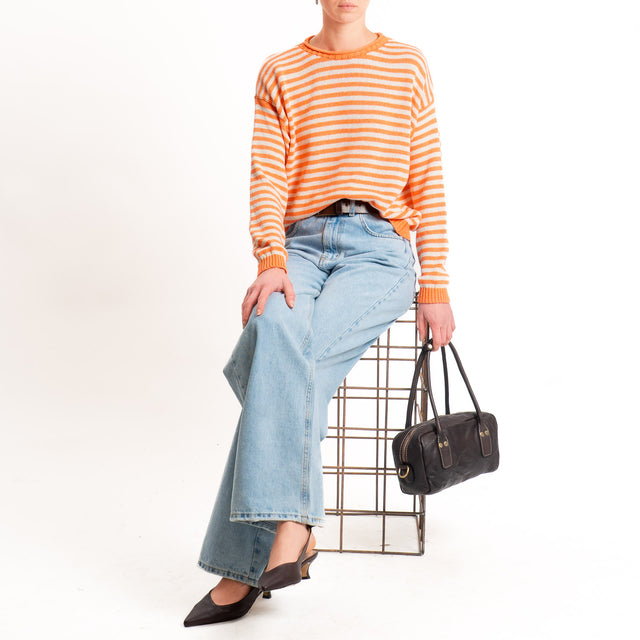 Tensione in-Maglia righe - arancio/latte