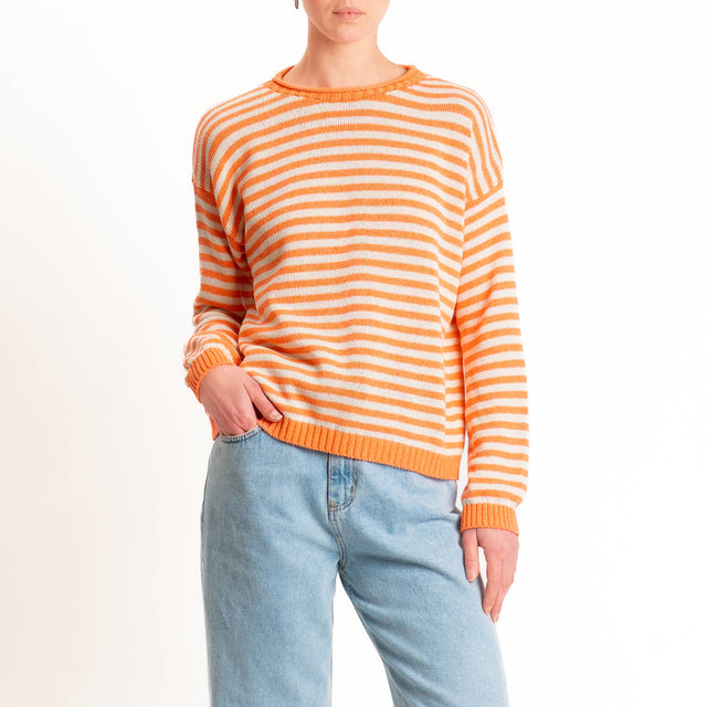 Tensione in-Maglia righe - arancio/latte