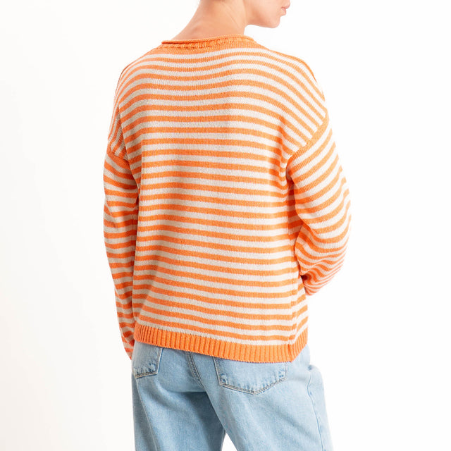 Tensione in-Maglia righe - arancio/latte