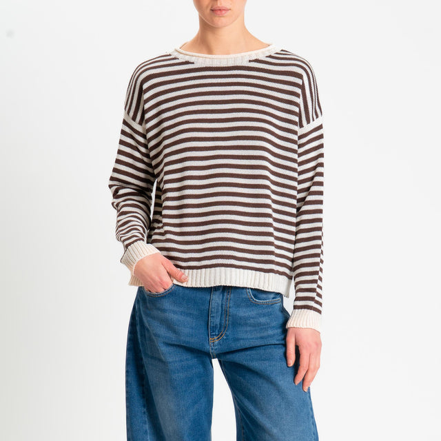 Tensione in-Maglia righe modal - latte/moro